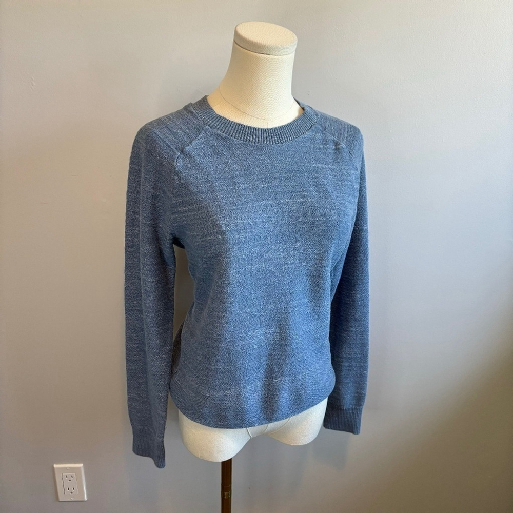 GAP, Women's Heathered, Blue, Cotton, Slub Crewneck Sweater, SZ XS